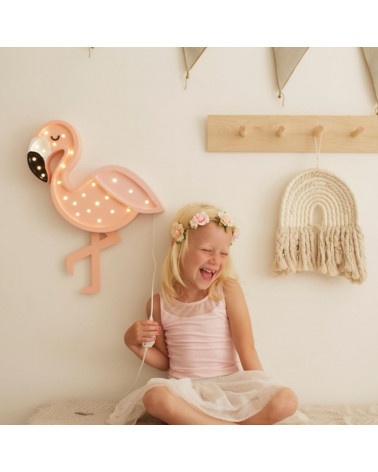Lampe veilleuse en bois flamant rose