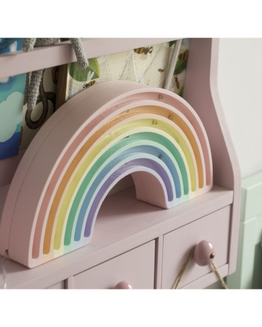 Lampe veilleuse en bois arc-en-ciel version pastel