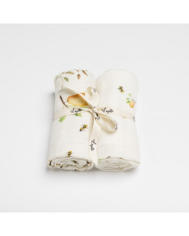 Langes bébé en mousseline de bambou - collection verger