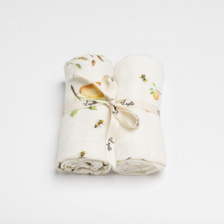 Langes bébé en mousseline de bambou - collection verger