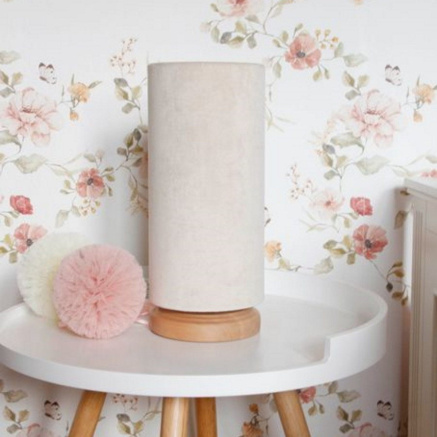 Lampe de chevet -tube velours crème