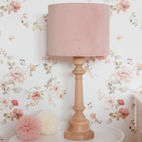 Lampe à poser - abat-jour velours rose