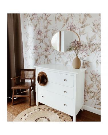 Papier peint Pivoines - fond beige