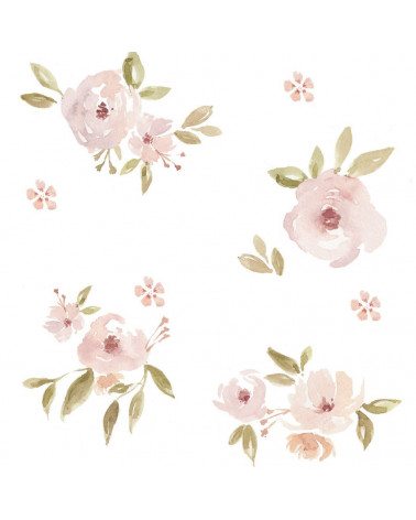 Papier peint mini magnolias rose