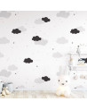 Papier peint Nuages et Petites Etoiles Roses