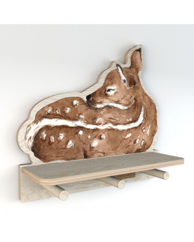 Étagère patère en bois biche