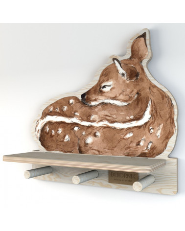 Étagère patère en bois biche