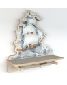 Étagère patère en bois bateau