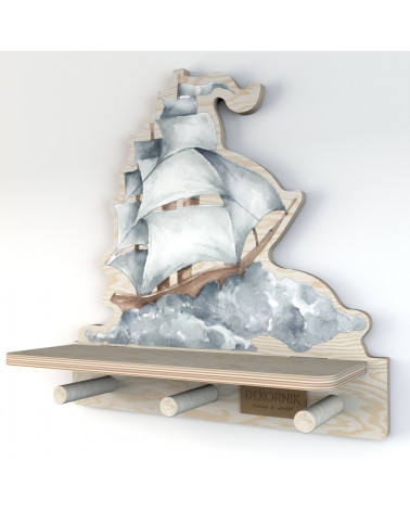 Étagère patère en bois bateau