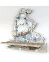 Étagère patère en bois bateau