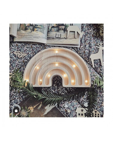 Lampe veilleuse arc-en-ciel mini, en bois naturel