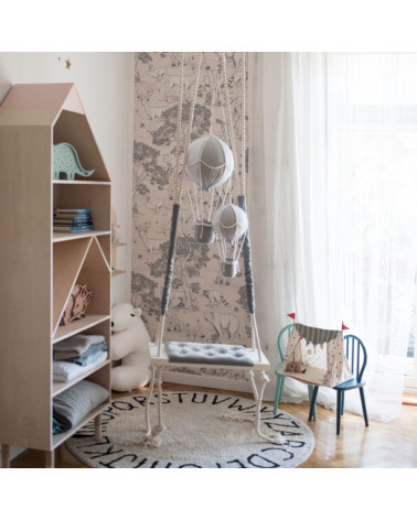 papier peint enfant animaux de la forêt naturel/ beige