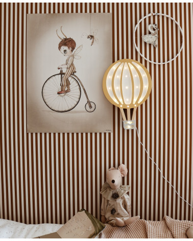 Lampe veilleuse en bois Montgolfière jaune moutarde