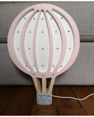 Lampe veilleuse en bois Montgolfière rose