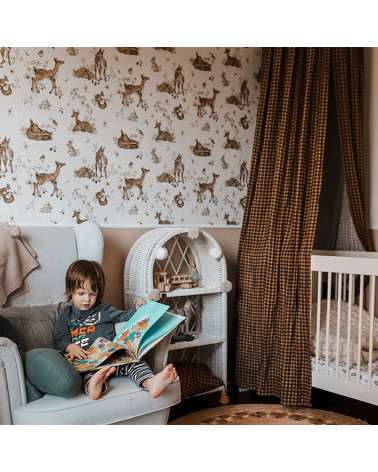 Papier peint Biches fond blanc