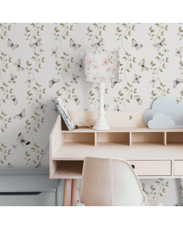 Papier peint branches et papillons