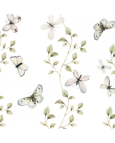 Echantillon papier peint branches et papillons