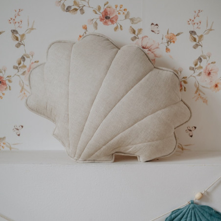 coussin coquillage lin sable