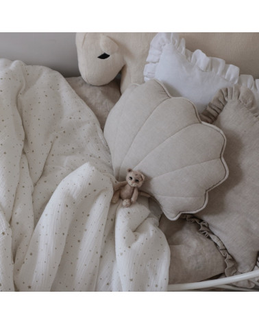 Coussin décoratif coquillage en lin sable