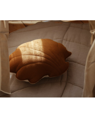 coussin coquillage en lin caramel