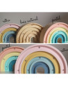 Lampe veilleuse en bois arc-en-ciel mini, pastel