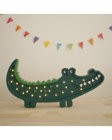 lampe veilleuse en bois crocodile