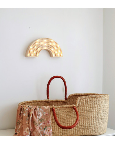 Lampe veilleuse en bois naturel arc-en-ciel