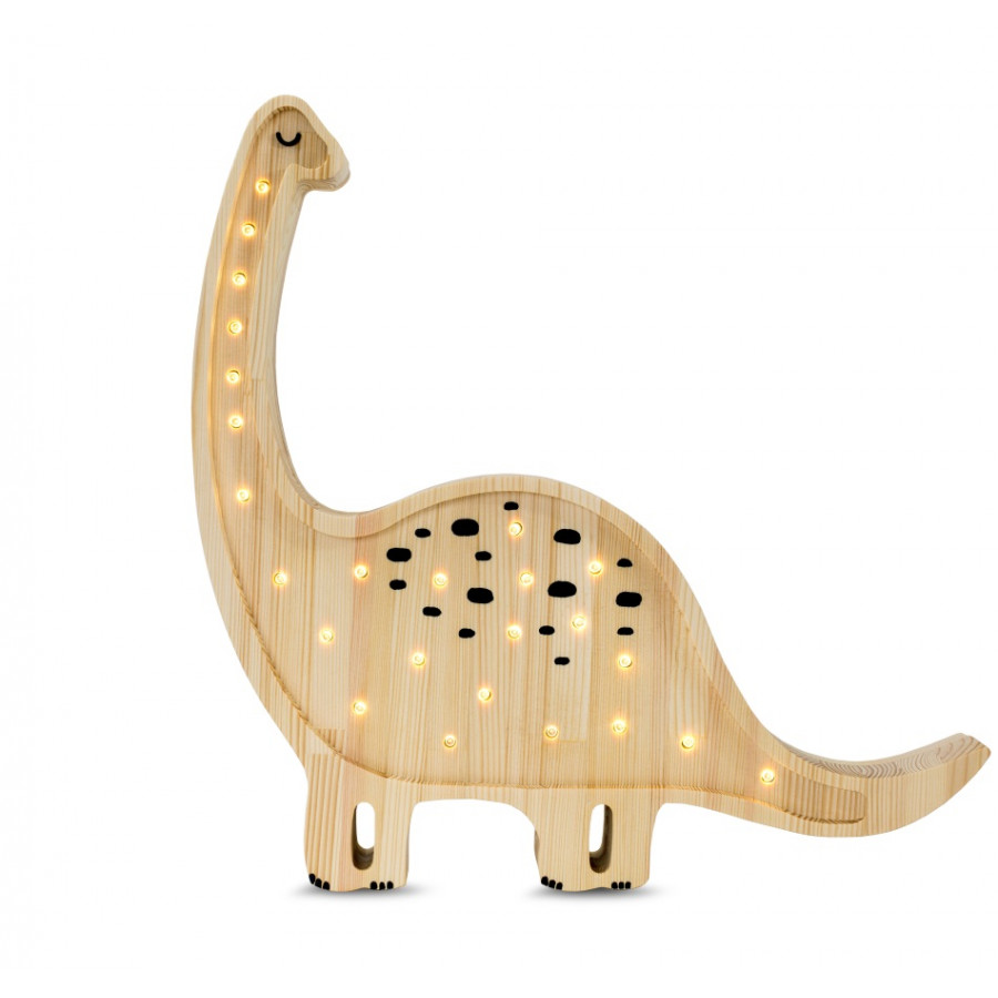 lampe veilleuse en bois naturel dinosaure