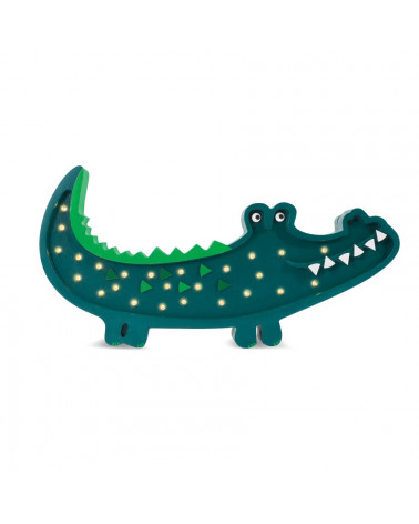 lampe veilleuse en bois crocodile vert