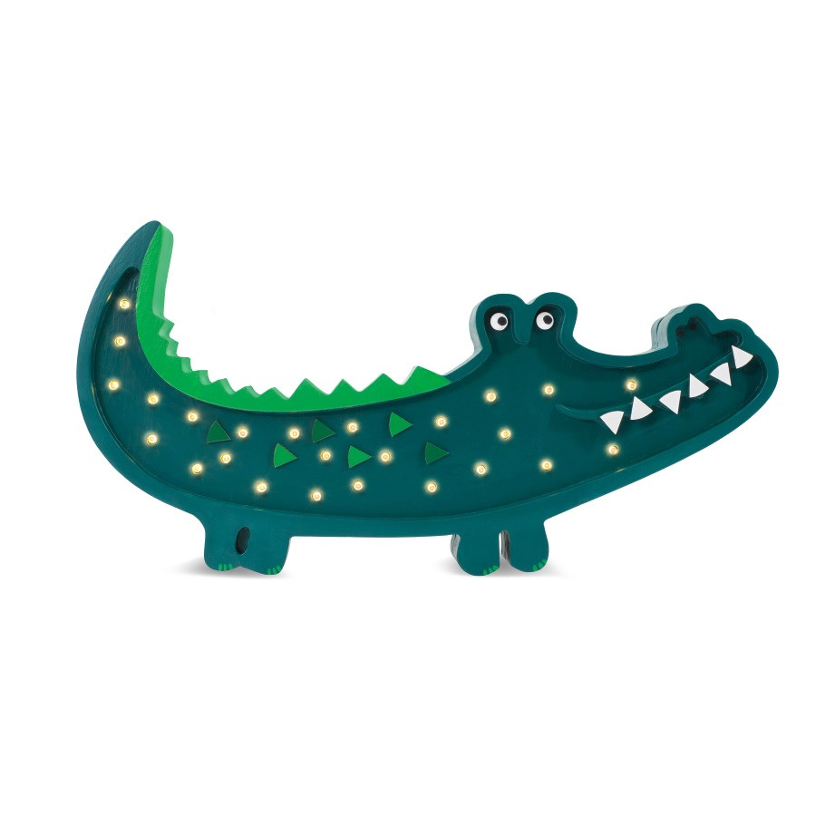 lampe veilleuse en bois crocodile vert