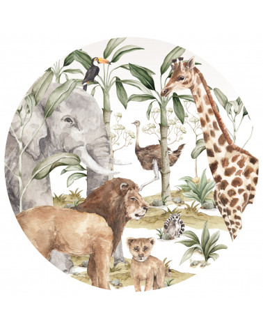Grand sticker rond Animaux de la Savane