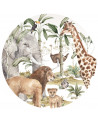 Grand sticker rond Animaux de la Savane