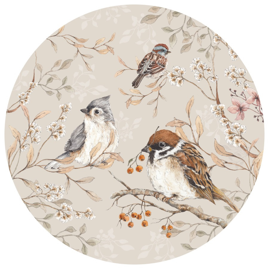 Grand sticker rond oiseaux