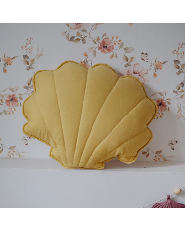 coussin coquillage en lin miel