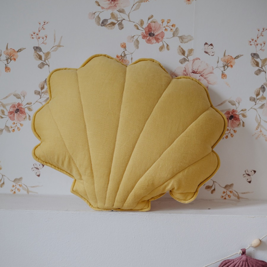 coussin coquillage en lin miel