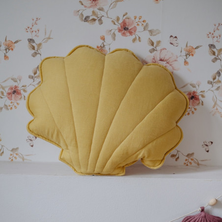 coussin coquillage en lin miel