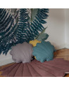 Coussin décoratif coquillage en lin bleu