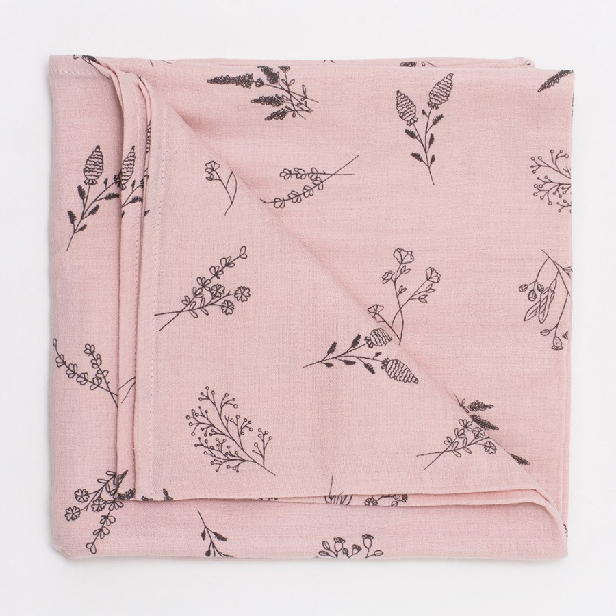 maxi lange en coton -rose botanique