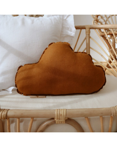 coussin décoratif nuage en lin caramel