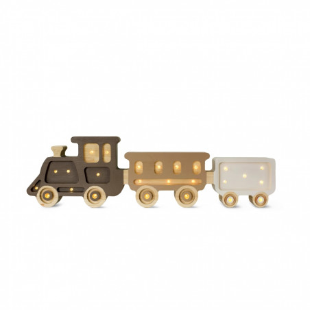 Lampe veilleuse en bois train café crème