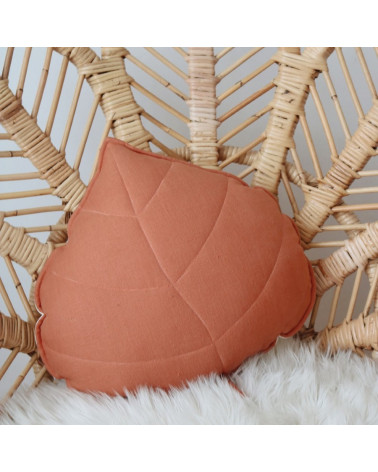 coussin en lin feuille papaya