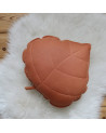 Coussin décoratif feuille en lin papaya