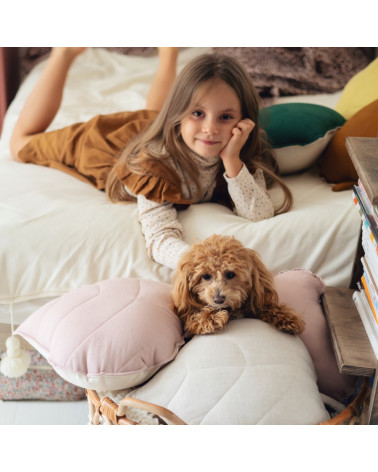 Coussin décoratif feuille en lin sable