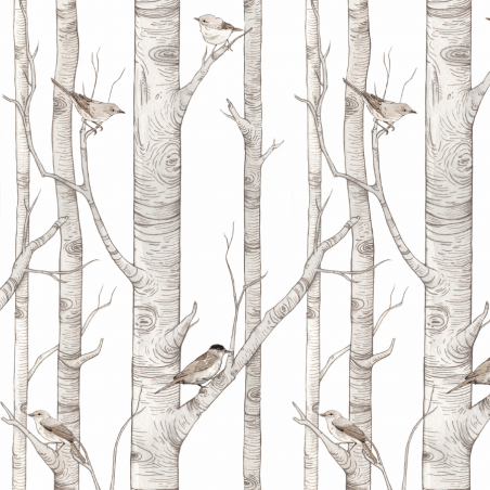 Echantillon papier peint - forêt de bouleaux