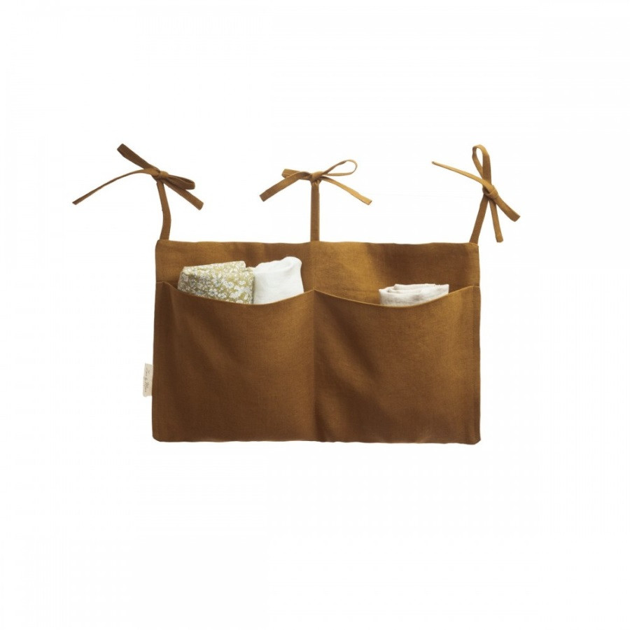 Pochette de rangement en lin - caramel