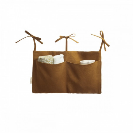 Pochette de rangement en lin - caramel