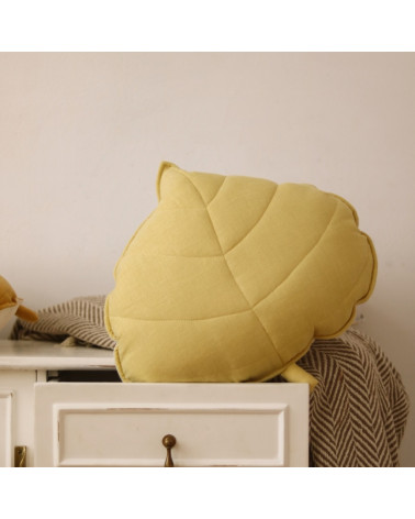 coussin feuille miel