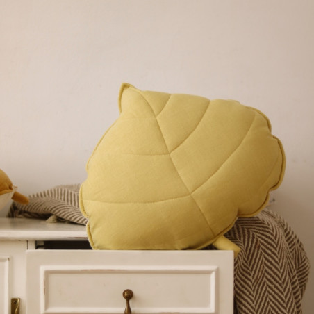 coussin feuille miel