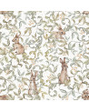 Echantillon papier peint - Lapins dans les bois fond clair
