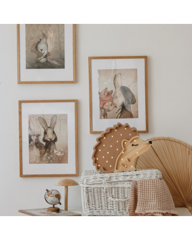 Lampe veilleuse en bois hérisson